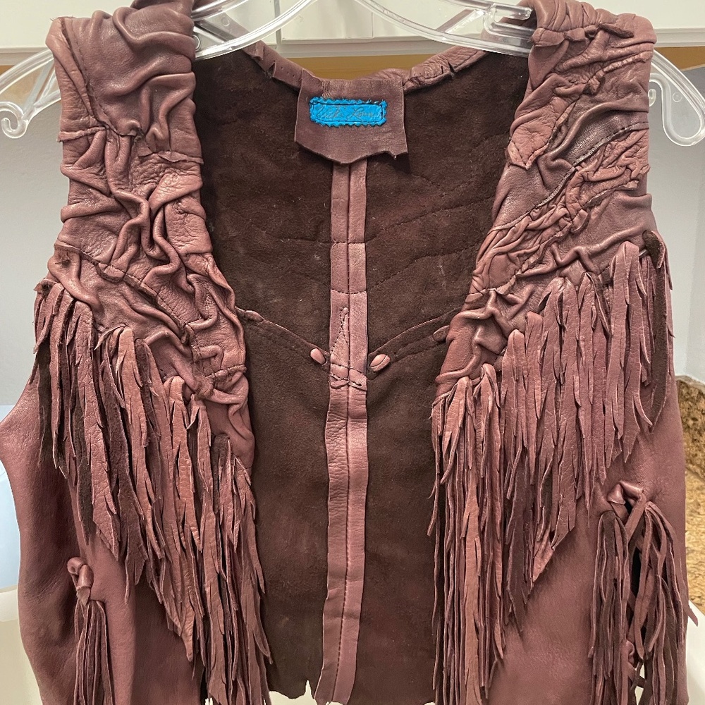 Vicki love leather fringe vest